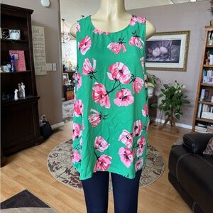 Who What Wear green, pink & black sleeveless blouse-size XXL